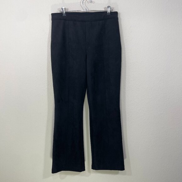 Perfect $168‎ SPANX XL Black Faux Suede High Waisted Flare Pants  20323R Stretch - Picture 1 of 8